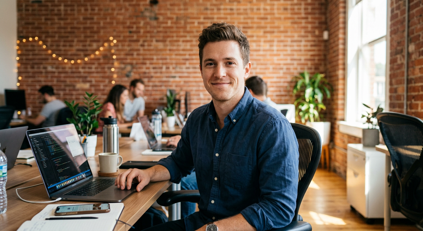 Cole in his office managing SMS campaigns