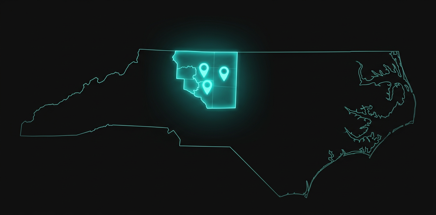 SystemShift HQ service areas across North Carolina