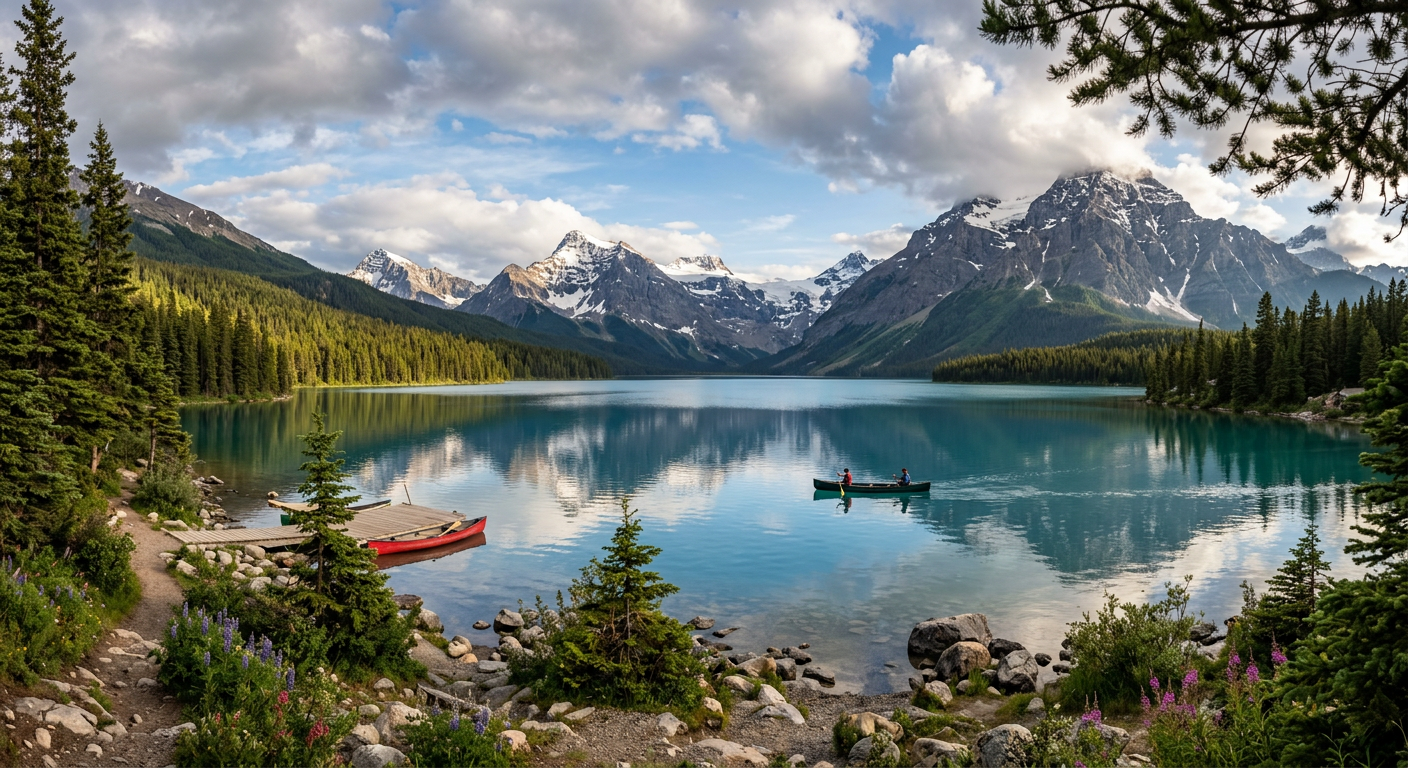 Generic AI image from a vague mountain lake prompt
